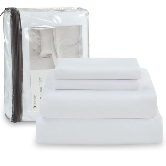 Z-hom Queen Bed Sheets 4 Piece Set Queen 16 inch Deep Pocket White - Picture 9 of 9